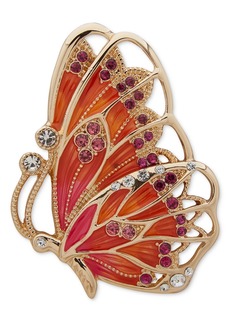 Anne Klein Gold-Tone Crystal Butterfly Pin - Multi