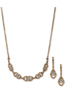 Anne Klein Gold-Tone Crystal Link Statement Necklace & Drop Earrings Set - Crystal