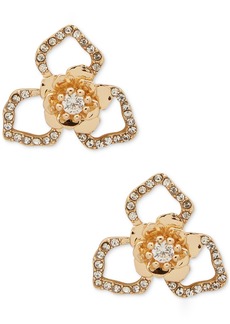 Anne Klein Gold-Tone Crystal Open Flower Stud Earrings - Crystal
