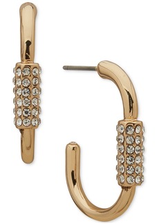 "Anne Klein Gold-Tone Crystal Pave Medium C Hoop Earrings, 1"" - Crystal"