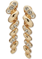 Anne Klein Gold-Tone Crystal Pave Sculptural Braid-Look Drop Clip On Earrings - Gold