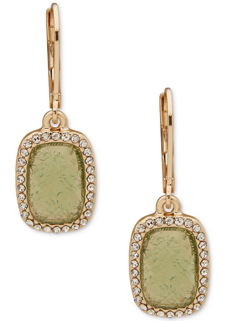 Anne Klein Gold-Tone Crystal Stone Drop Earrings - Green
