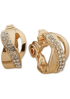 Anne Klein Gold-Tone Crystal Twisted Stud Clip On Earrings - Gold