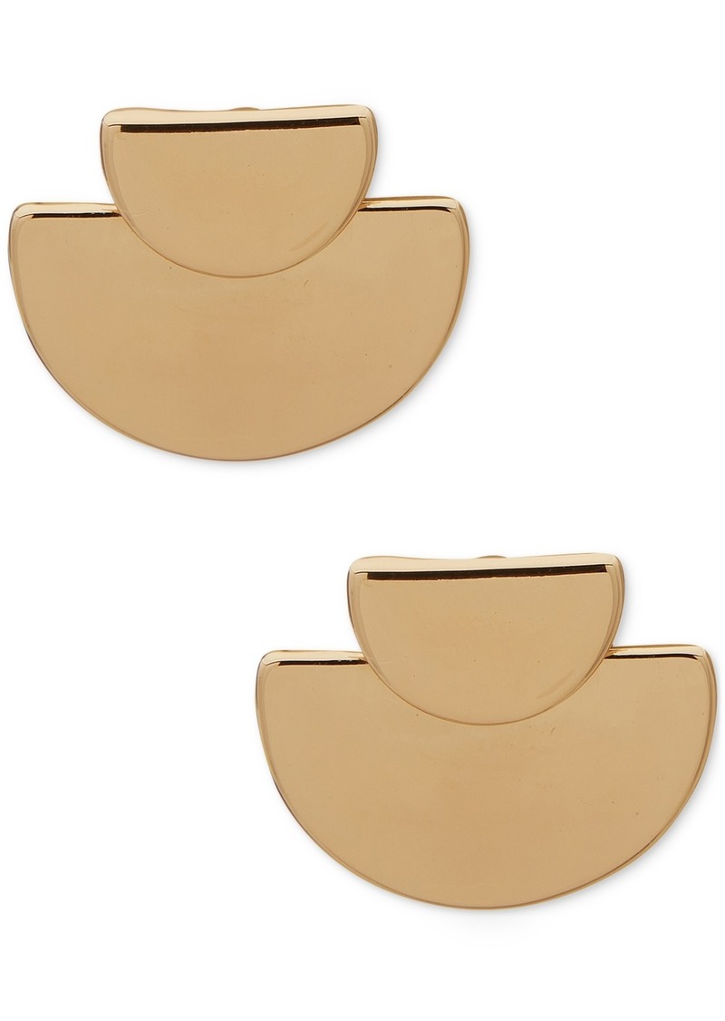 Anne Klein Gold-Tone Double Half-Disc Statement Stud Earrings - Gold