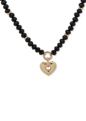 "Anne Klein Gold-Tone Imitation Pearl & Pave Heart Pendant Necklace, 16"" + 3"" extender - Pearl"