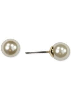 Anne Klein Gold-tone 8MM Imitation Pearl Stud Earrings - Gold