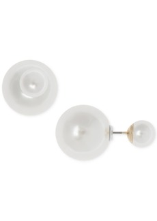 Anne Klein Gold-Tone Imitation Pearl Front Back Earrings - White