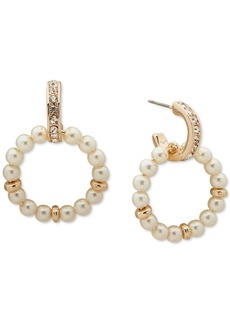 Anne Klein Gold-Tone Imitation Pearl Huggie Drop Earrings - Pearl