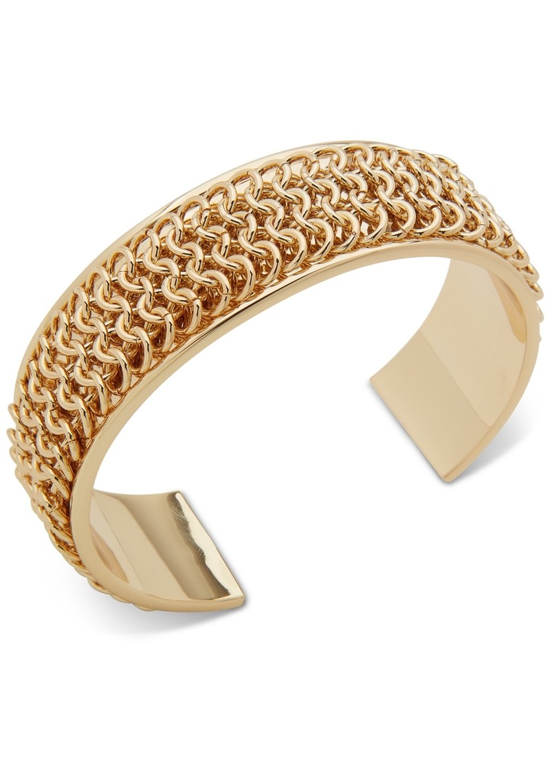 Anne Klein Gold-Tone Inlaid Chain Cuff Bracelet - Gold