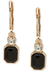 Anne Klein Gold-Tone Jet Stone & Crystal Leverback Drop Earrings - Jet