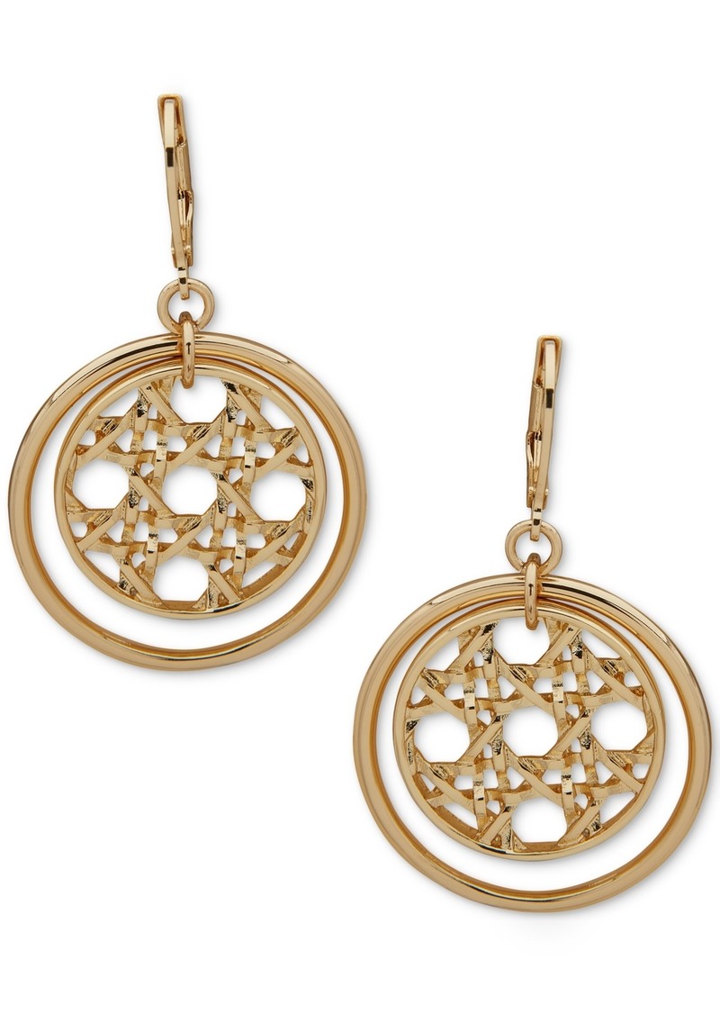 Anne Klein Gold-Tone Lattice Disc Orbital Drop Earrings - Gold