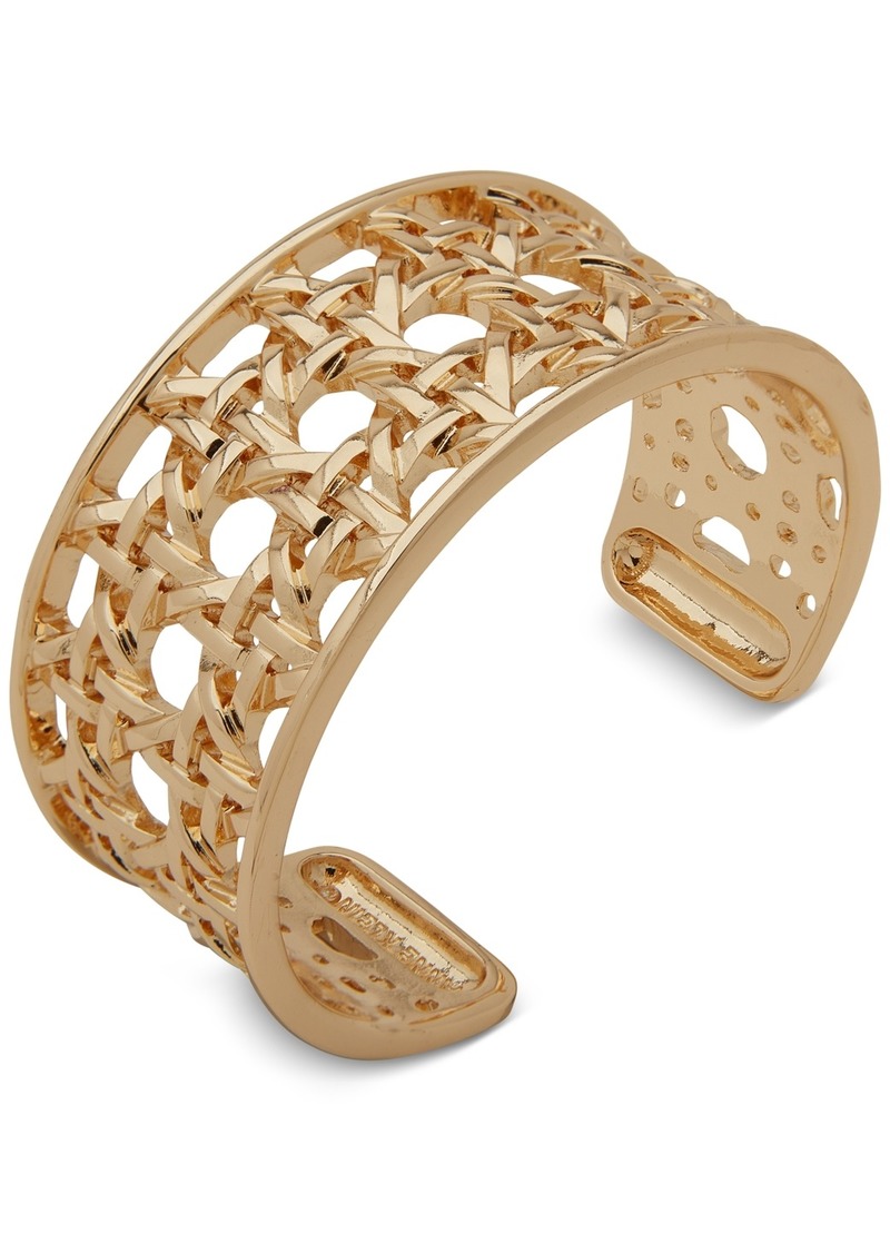 Anne Klein Gold-Tone Lattice Textured Cuff Bracelet - Gold