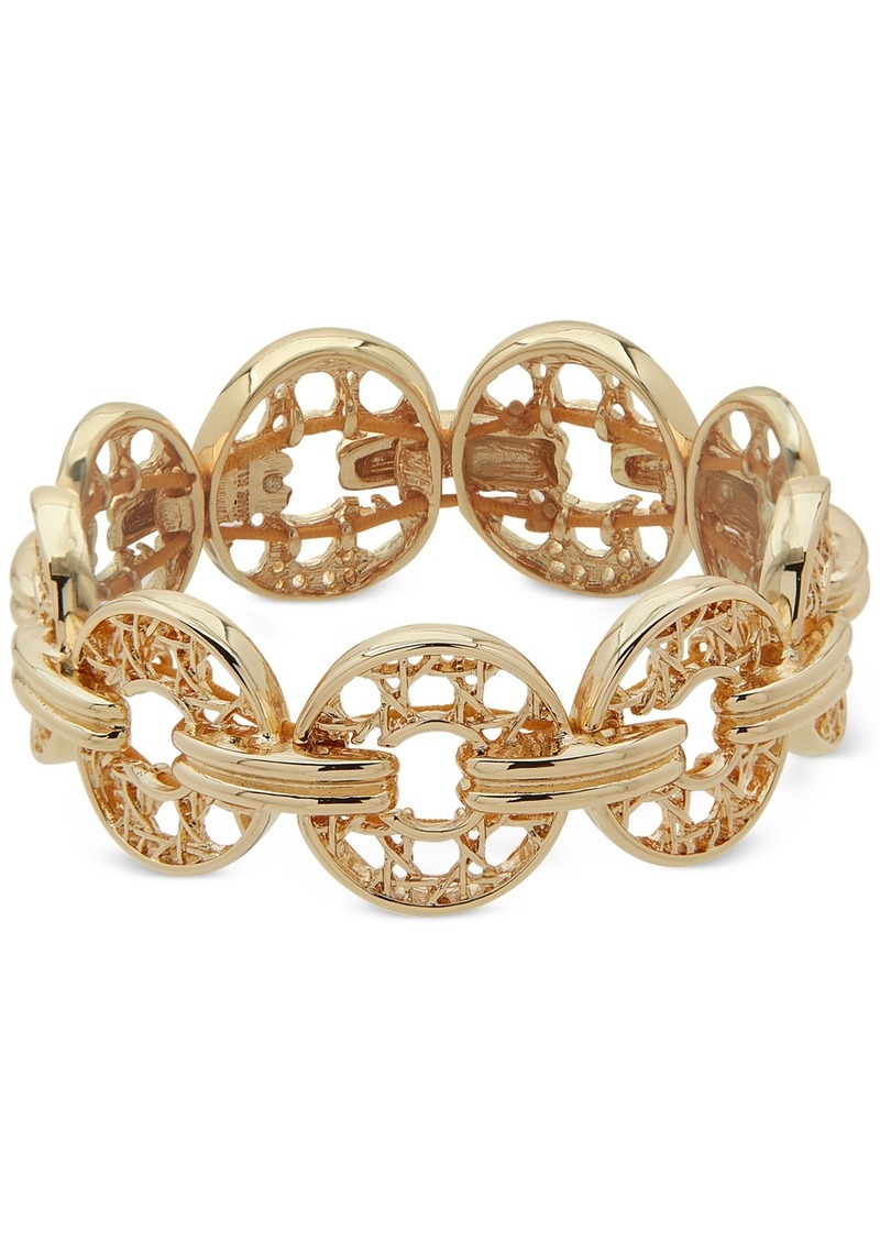 Anne Klein Gold-Tone Lattice Woven Ring Stretch Bracelet - Gold
