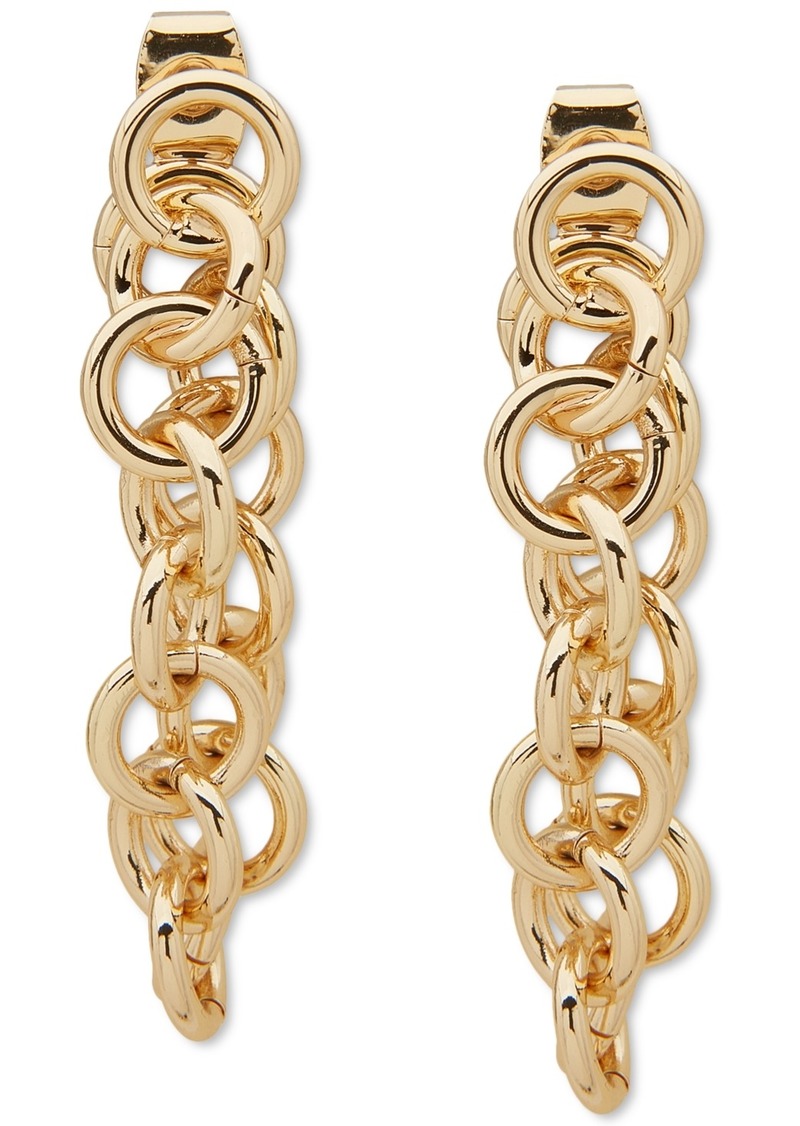 Anne Klein Gold-Tone Link Chain Front Back Hoop Earrings - Gold