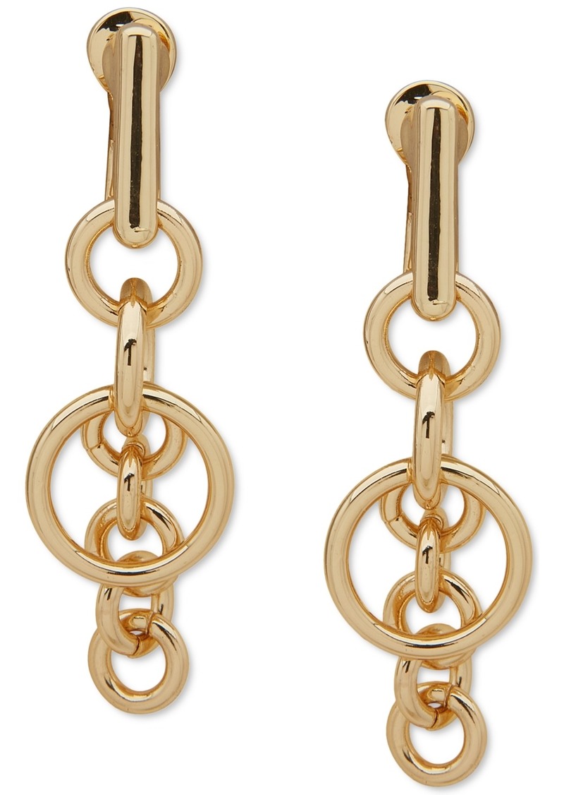 Anne Klein Gold-Tone Link Linear Clip On Earrings - Gold