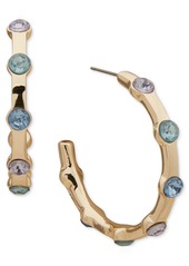 "Anne Klein Gold-Tone Medium Color Stone C-Hoop Earrings, 1.2"" - Multi"