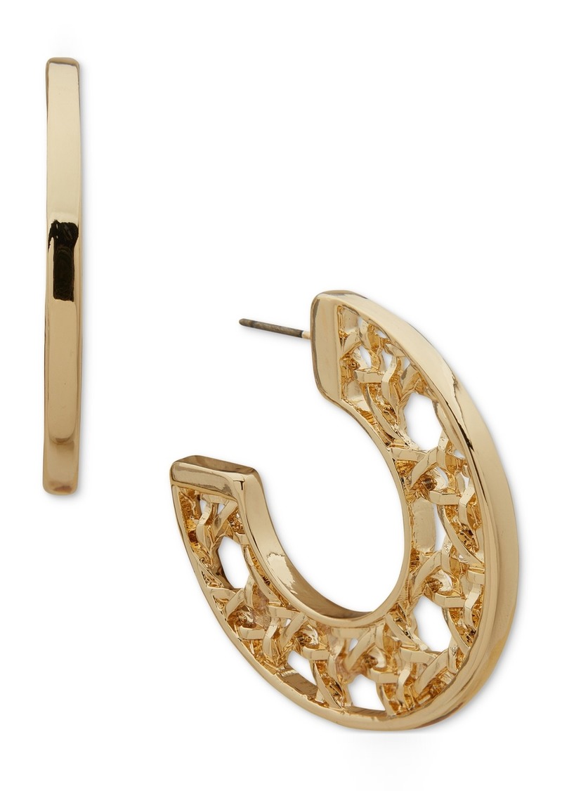 "Anne Klein Gold-Tone Medium Lattice C-Hoop Earrings, 1.5"" - Gold"