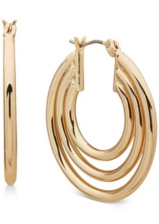 "Anne Klein Gold-Tone Medium Triple-Row Hoop Earrings, 1.2"" - Gold"