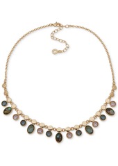 "Anne Klein Gold-Tone Mixed Stone Charm Statement Necklace, 16"" + 3"" extender - Multi"