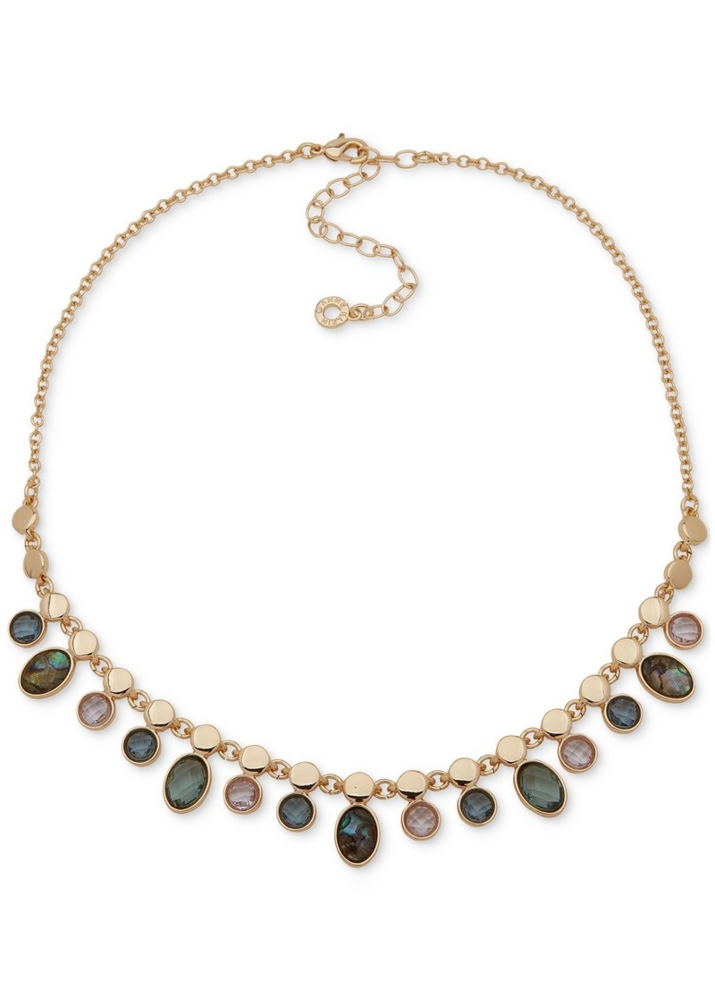 "Anne Klein Gold-Tone Mixed Stone Charm Statement Necklace, 16"" + 3"" extender - Multi"