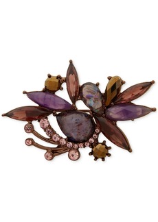 Anne Klein Gold-Tone Mixed Stone Cluster Flower Pin - Multi