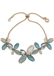 Anne Klein Gold-Tone Mixed Stone Flower Slider Bracelet - Blue
