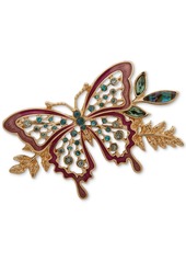 Anne Klein Gold-Tone Mixed Stone Openwork Butterfly Pin - Multi