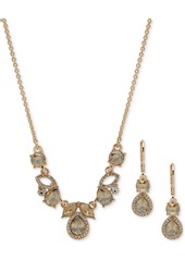 Anne Klein Gold-Tone Mixed Stone Statement Necklace & Drop Earrings Set - Crystal Wh