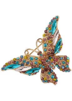 Anne Klein Gold-Tone Multicolor Crystal Flying Butterfly Pin - Multi