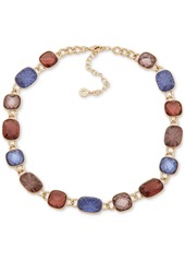 "Anne Klein Gold-Tone Multicolor Stone Collar Necklace, 16"" + 3"" extender - Purple"