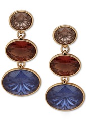 Anne Klein Gold-Tone Multicolor Stone Triple Drop Earrings - Multi