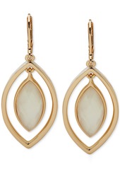 Anne Klein Gold-Tone Navette Stone Orbital Drop Earrings - White