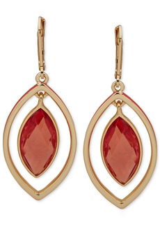 Anne Klein Gold-Tone Navette Stone Orbital Drop Earrings - Pink