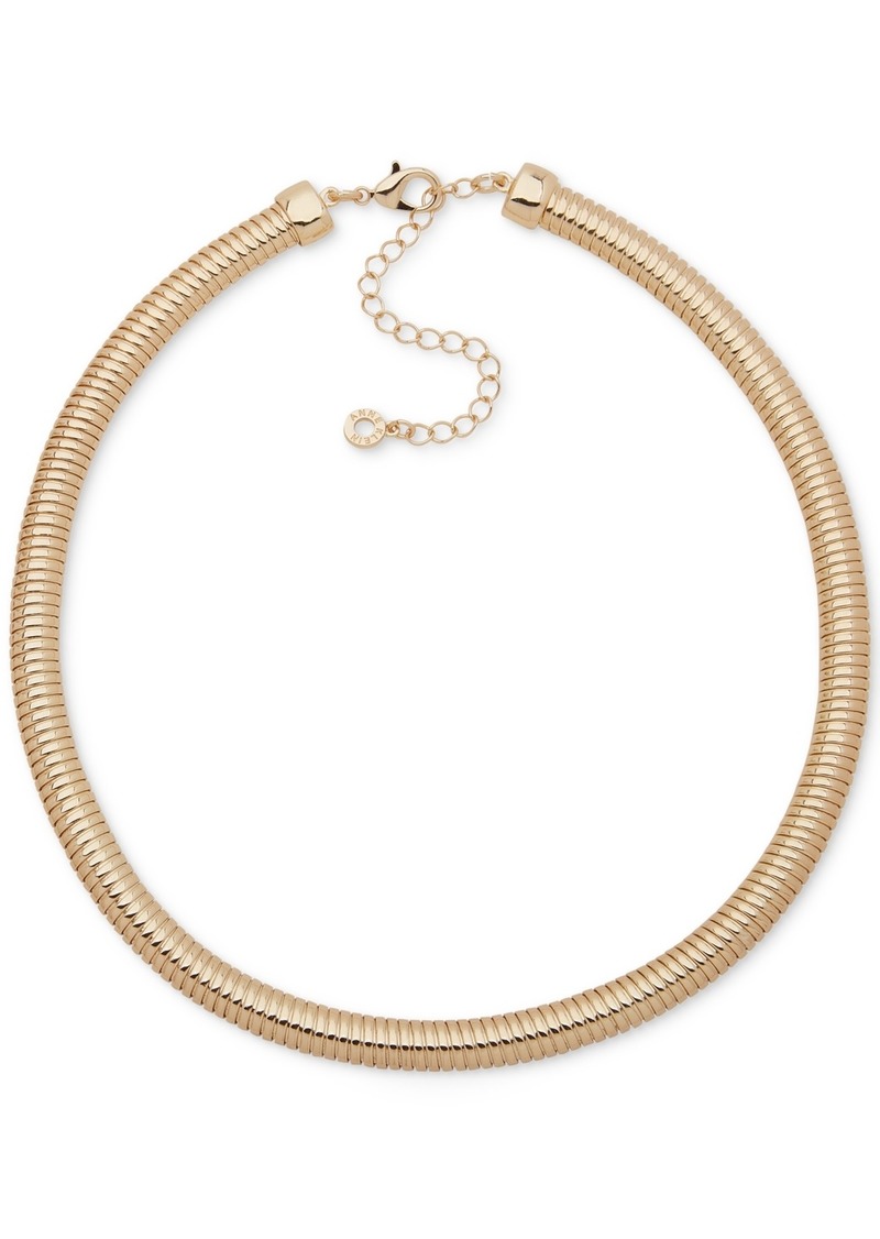 "Anne Klein Gold-Tone Omega Chain Collar Necklace, 17"" + 3"" extender - Gold"