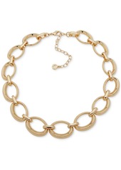 "Anne Klein Gold-Tone Oval Link Collar Necklace, 16"" + 3"" extender - Gold"