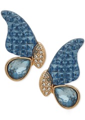 Anne Klein Gold-Tone Pave & Blue Crystal Butterfly Stud Earrings - Blue