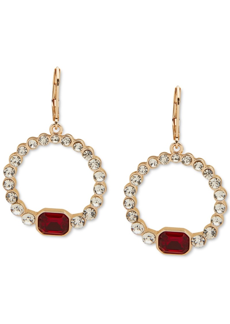 Anne Klein Gold-Tone Pave & Color Stone Open Drop Earrings - Red