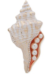 Anne Klein Gold-Tone Pave & Imitation Pearl Conch Shell Pin