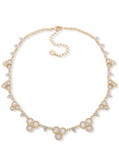Anne Klein Gold-Tone Pave & Mother-of-Pearl Flower Collar Necklace, 16" + 3" extender