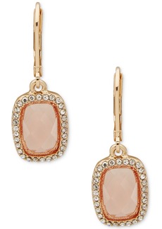 Anne Klein Gold-Tone Pave & Stone Drop Earrings - Pink
