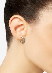 "Anne Klein Gold-Tone Pave Crystal Double Hoop Earrings, 0.68"" - Crystal"