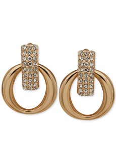 Anne Klein Gold-Tone Pave Doorknocker Drop Earrings - Crystal