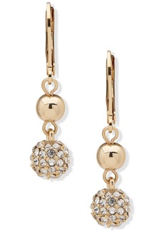 Anne Klein Gold-Tone Pave Fireball & Bead Double Drop Earrings