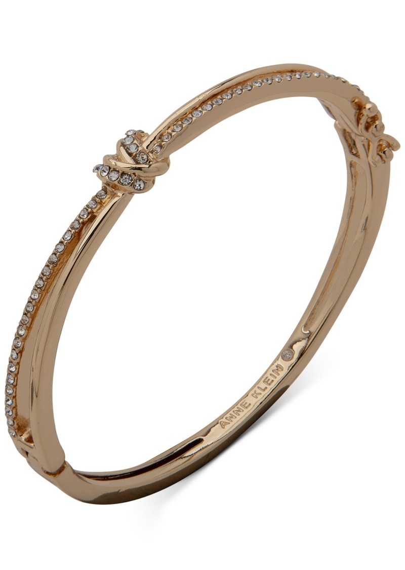 Anne Klein Gold-Tone Pave Knot Bangle Bracelet - Crystal