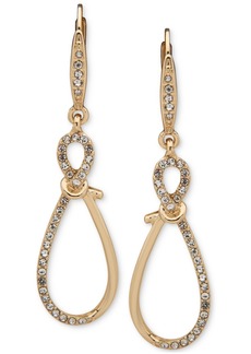 Anne Klein Gold-Tone Pave Knotted Drop Earrings - Crystal