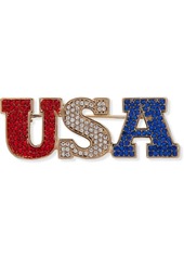 Anne Klein Gold-Tone Pave Red, White & Blue Usa Pin, Created for Macy's
