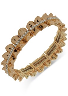 Anne Klein Gold-Tone Pave Scalloped Stretch Bracelet - Crystal