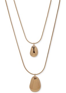"Anne Klein Gold-Tone Pebble 32"" Layered Pendant Necklace - Gold"