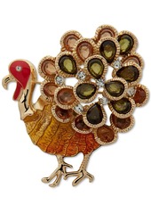 Anne Klein Gold-Tone Polished Brown Turkey Boxed Pin - Brown