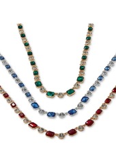 "Anne Klein Gold-Tone Siam Crystal Collar Necklace, 16"" + 3"" extender - Red"